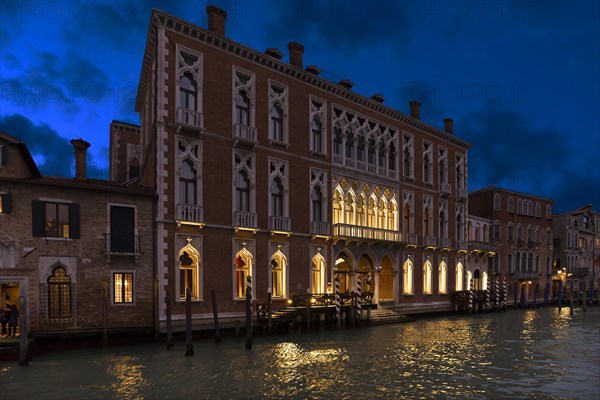 Palazzo Genovese on the Grand Canal at dusk
