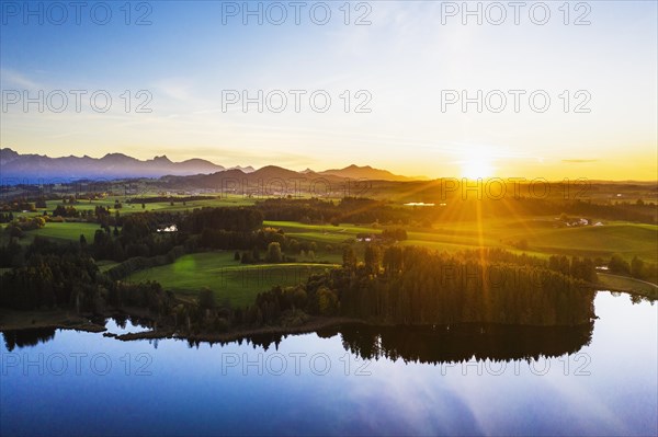 Sunset at the Schmutterweiher pond