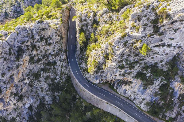 Mountain road Ma-2130 at the Coll de Sa Bataia in the Serra de Tramuntana