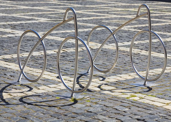 Stainless steel bicycle rack on the market in Zittau