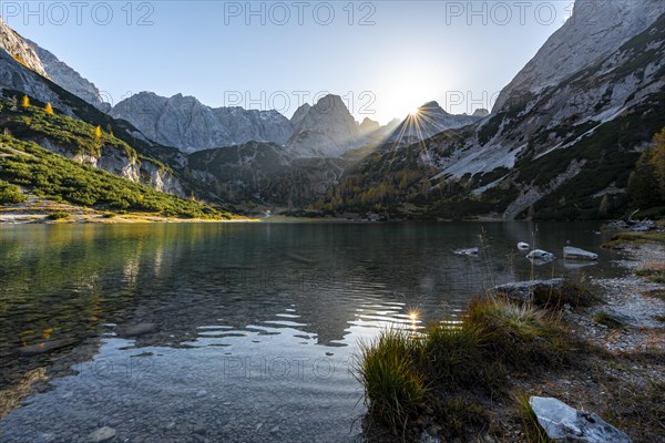 Mountains are reflected in the Seebensee