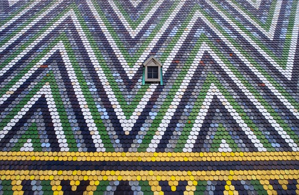 Colourful roof tiles on the cathedral roof