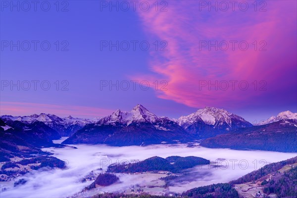 Fog in the valley basin of Berchtesgaden