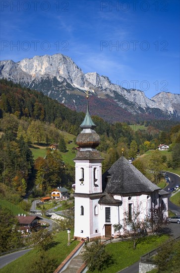 Pilgrimage church Maria Gern behind it Untersberg