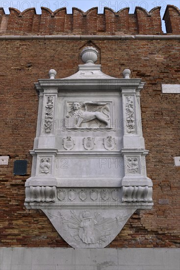 Relief of the coat of arms of the city of Venice of St. Mark's Lion
