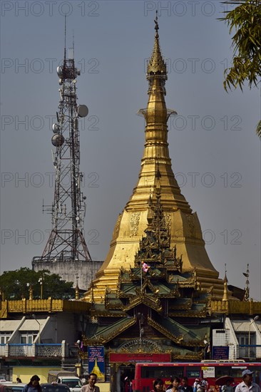 Mobile phone mast and Sule Pagoda