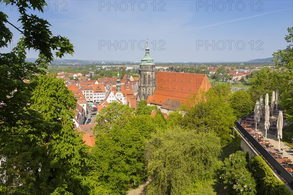 View from Sonnenstein to the old town with the town hall and St. Marienkirche