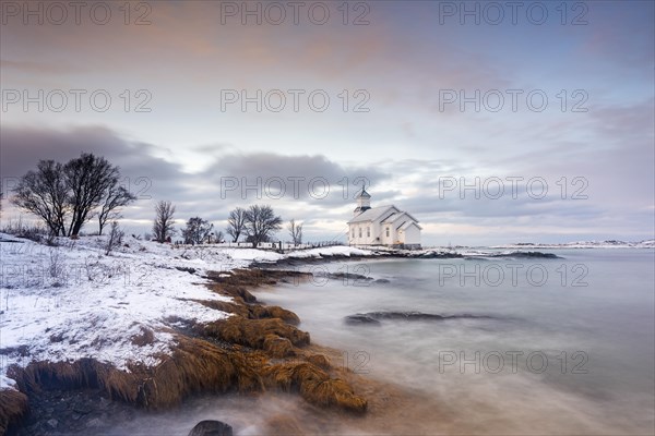 Church on the beach in the evening light