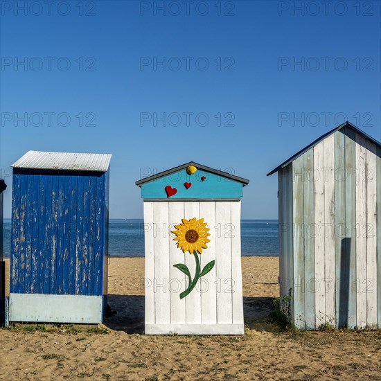 Colourful beach cabins at Saint-Denis-d'Oleron on Oleron island