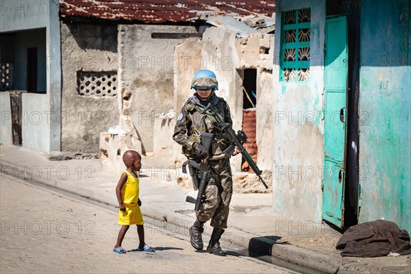 UN blue helmets on patrol