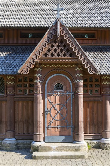 Portal of the stave church Gustav Adolf