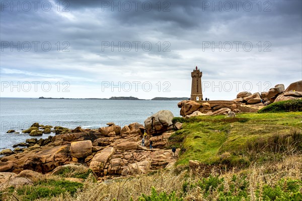 Ploumanach Mean Ruz lighthouse in pink granite coast