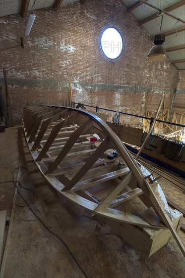 Construction of a transport boat for Venice in a boatyard