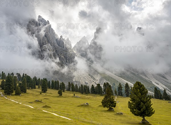 Cloud-covered mountain peaks