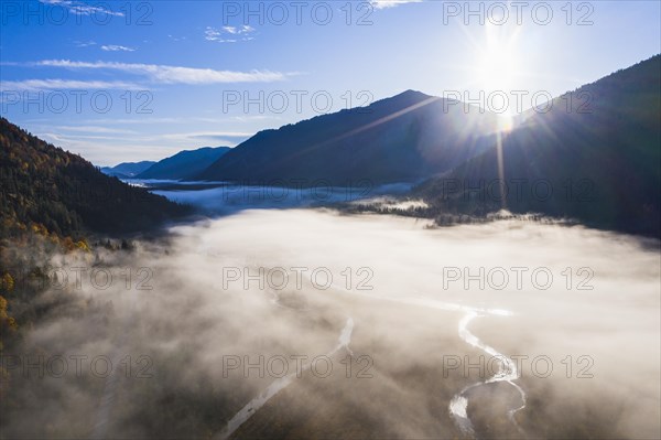 Fog over Isar near Vorderriss