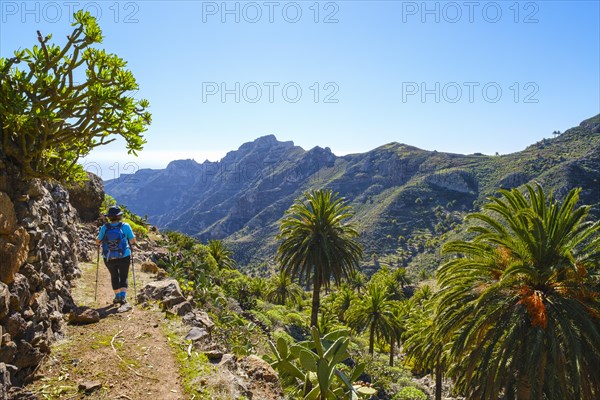 Woman hiking on hiking trail