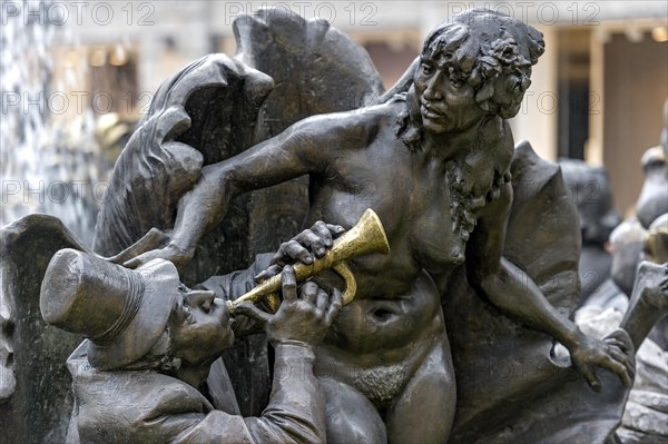 Husband as trumpeter with woman as Aphrodite in the Venus Shell