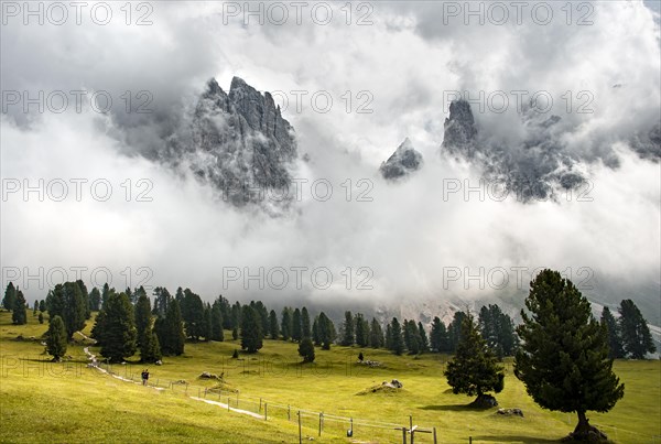 Cloud-covered mountain peaks