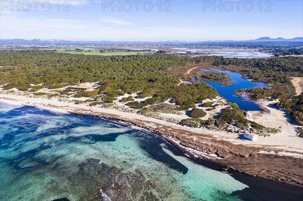 Es Trenc beach and brackish water lagoon