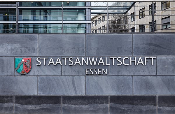 NRW State coat of arms Shield and lettering Public Prosecutor's Office Essen