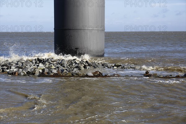 Flushed base of the radar tower at high tide on the Minsener Oog power plant