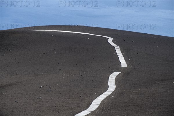 Path made of wooden planks on the Osorno volcano