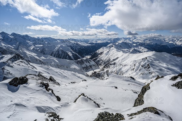 Snow-covered mountain ranges