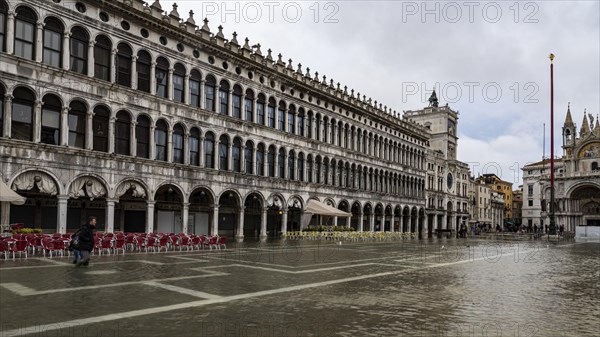 St Mark's Square is almost deserted near Acqua alta