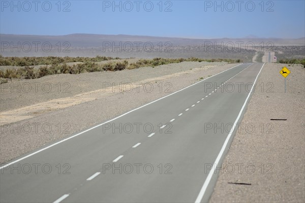 Lonely road through the plateau near Uspallata