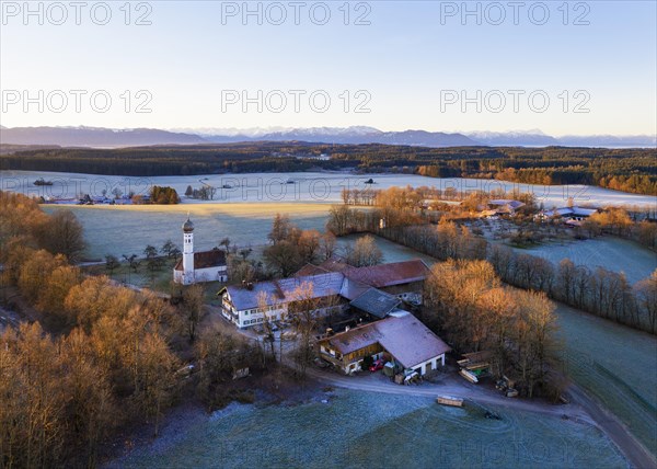 Jasberg with church St. Katharina in the morning light