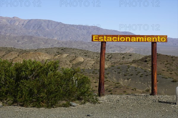 Sign parking lot near Uspallata