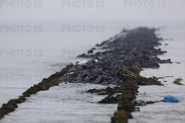 Flooded groyne at high water on the Minsener Oog power plant