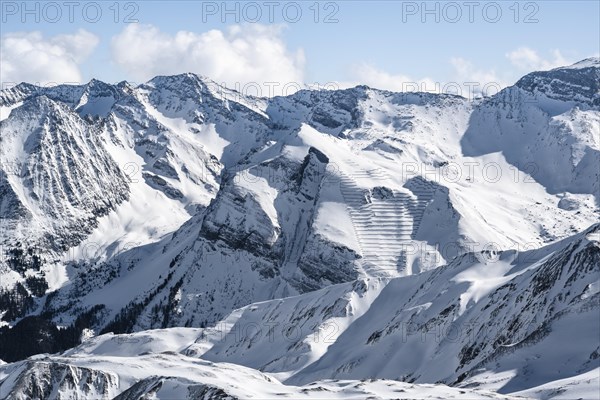 Snow-covered mountain ranges