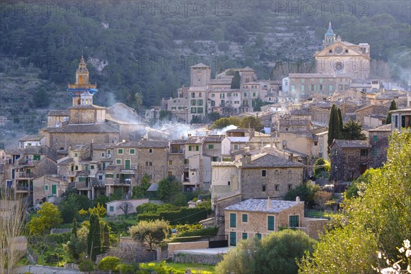 Valldemossa with the church of Sant Bartomeu and the Carthusian monastery Sa Cartoixa
