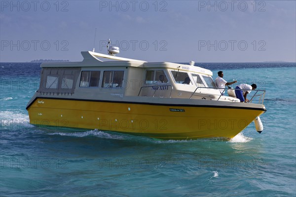 Typical speedboat for transfer of guests between islands and airport