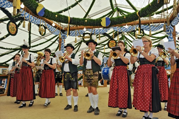 Musicians of a Bavarian brass band in traditional traditional traditional traditional traditional traditional traditional traditional traditional traditional costume