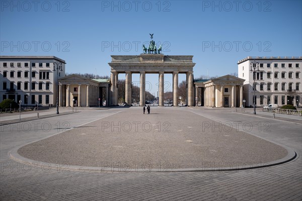 Empty Pariser Platz with Brandenburg Gate