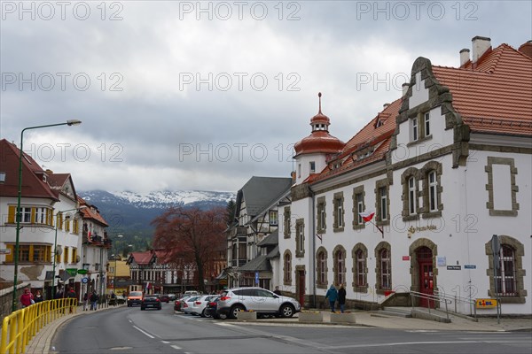 Post office building on the right and centre