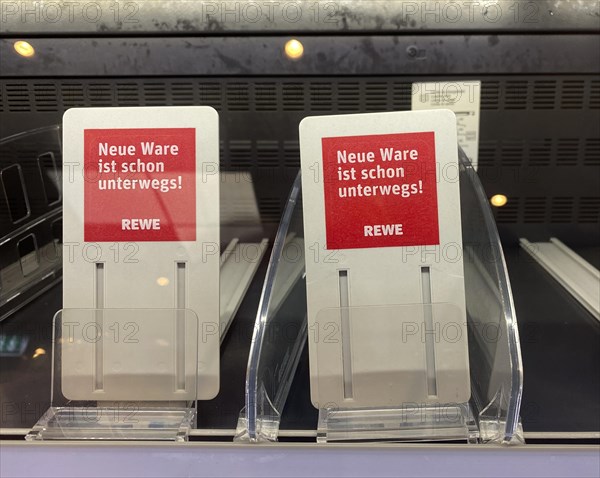 Empty shelf in Rewe supermarket