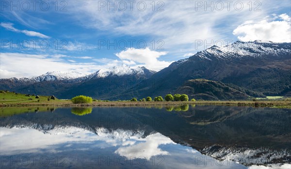 Mountain range reflected in a lake