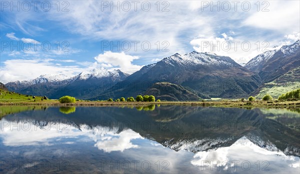 Mountain range reflected in a lake