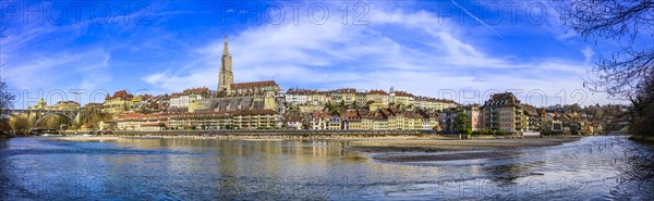 View of the old town with the Bernese Minster and the river Aare