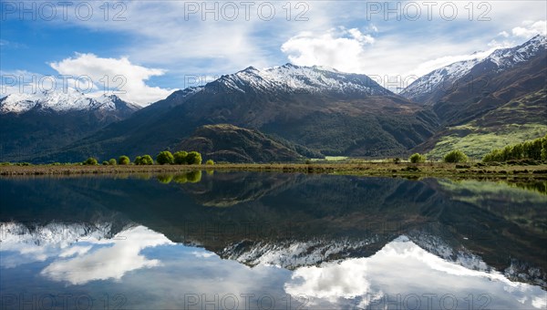 Mountain range reflected in a lake