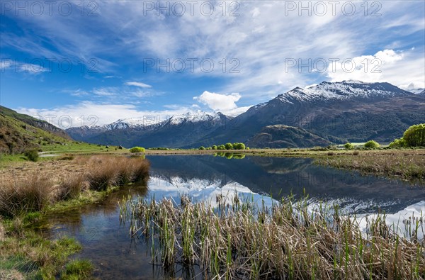 Mountain range reflected in a lake