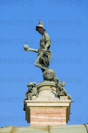 Tellus Bavaria bronze statue on the roof of the Diana temple in the Hofgarten