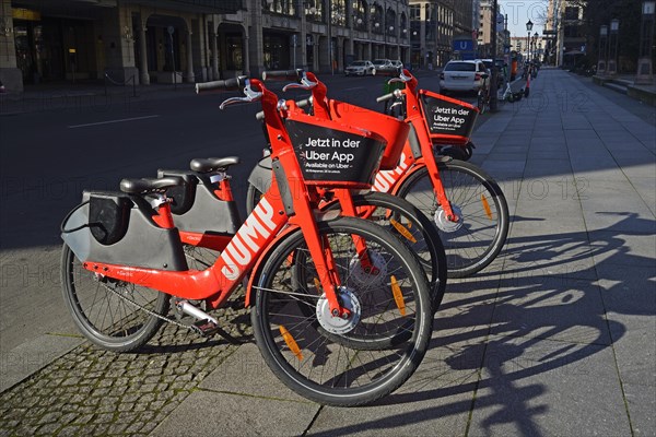 About rental bikes Jump for rent on the sidewalk