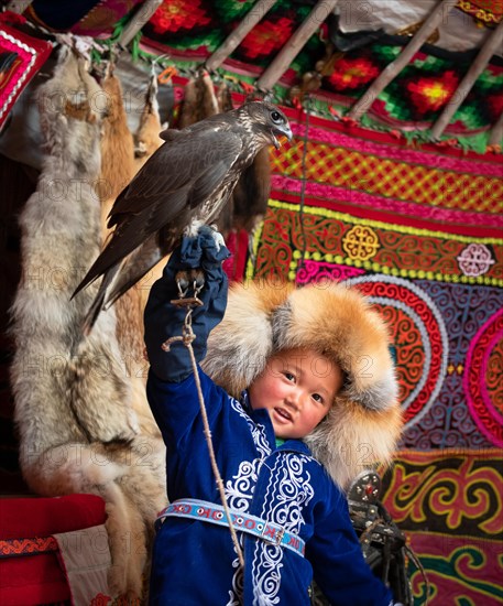 Young falcon hunter