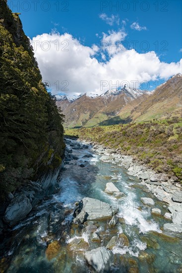 Rob Roy Stream and snow covered mountains