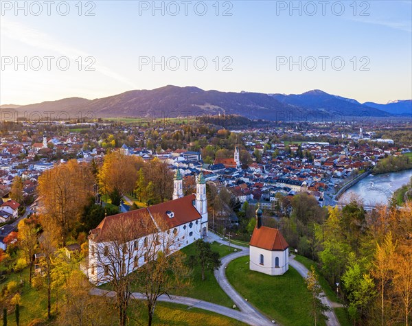 Church of the Holy Cross and Leonhardikapelle on Calvary in the morning light