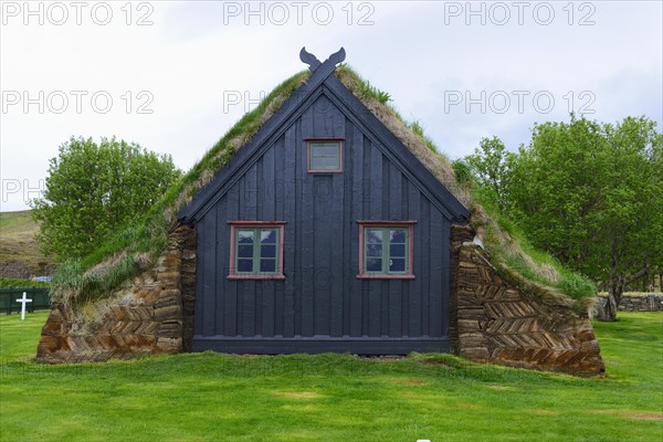 Grass-covered peat church of Vidimyri